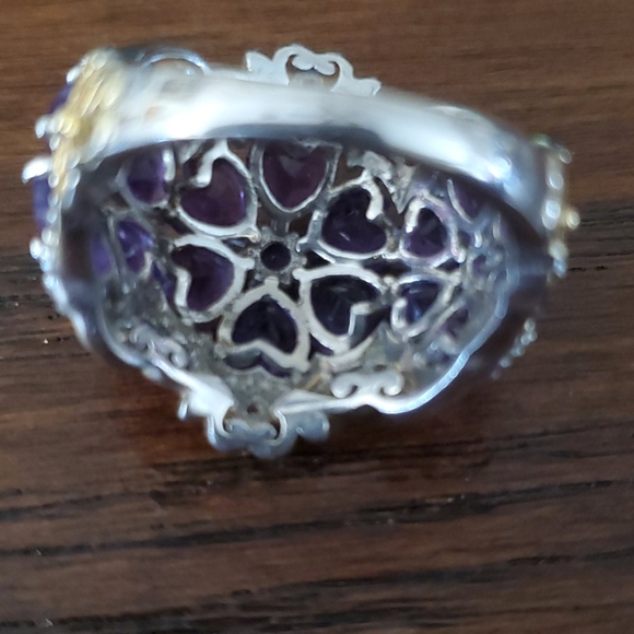 STERLING SILVER AND 18K GOLD AMETHYST RING - Picture 3 of 5
